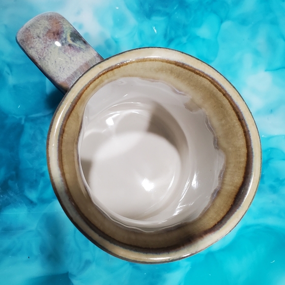 Tumbleweed Pottery North Carolina Large Blue & Tan 1980's "BITE ME" Coffee Mug - Picture 7 of 11